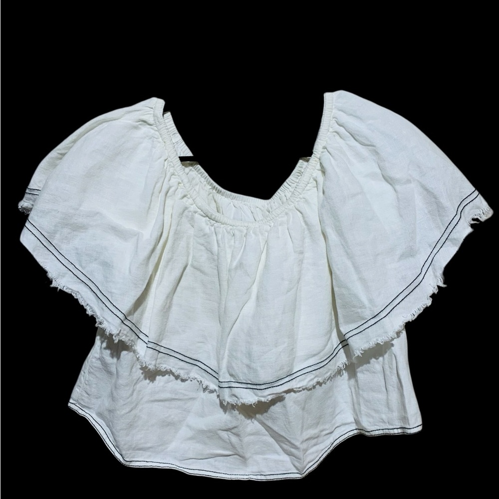 Women’s Zara Premium Denim Collection Linen Off The Shoulder Top